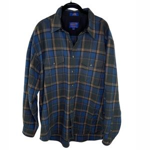 Pendleton Men's Blue Plaid Button-Up Wool Shirt